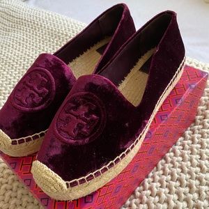 Tory Burch Velvet Platform Espadrilles